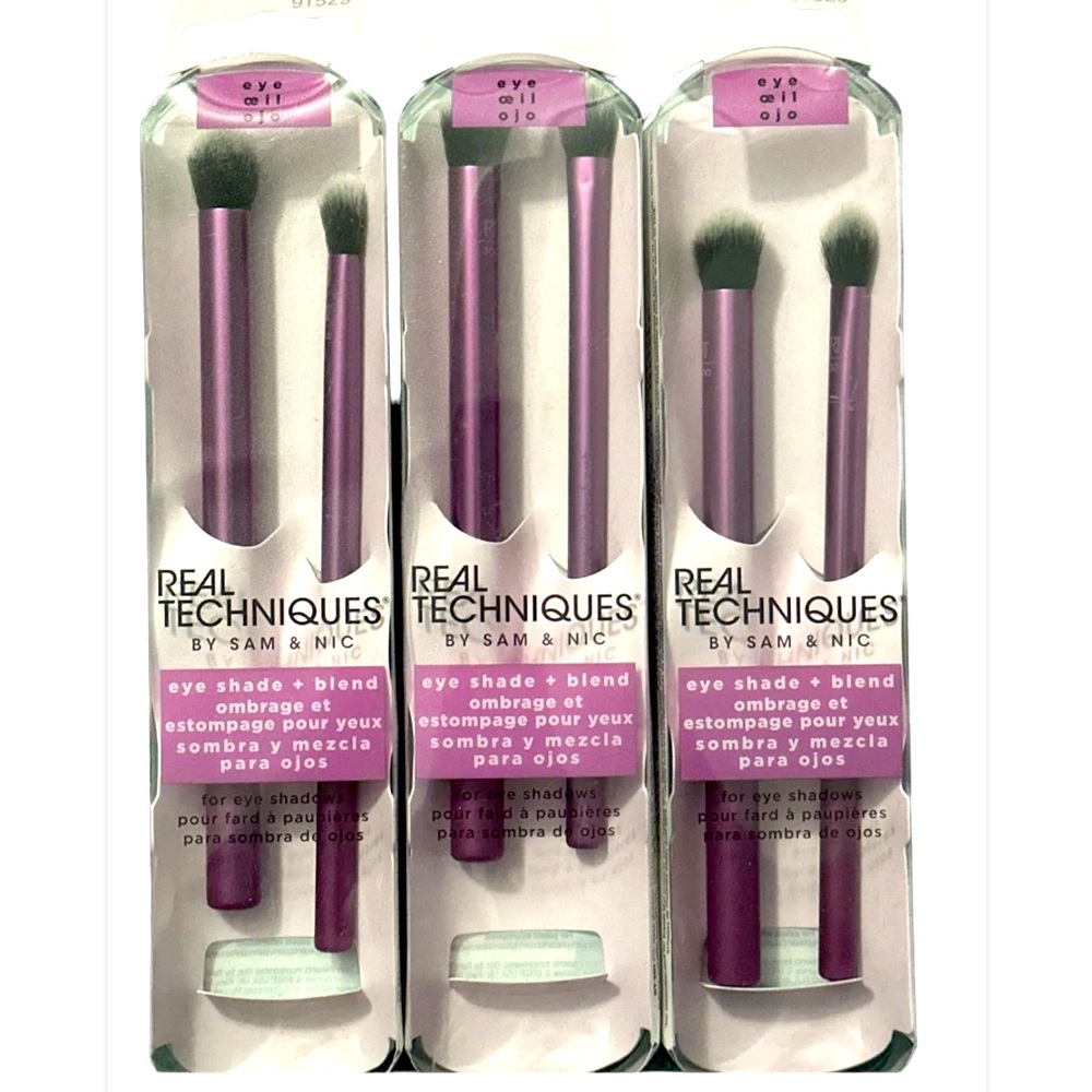 Real Techniques Eye shade Blend eye makeup shadow brush set duo ⭐️91529⭐️ 3 Pack